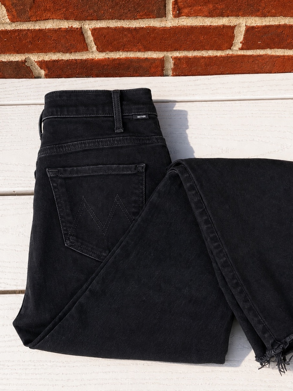 MOTHER | The Insider Crop Step Fray Not Guilty | Flare | Black Jeans | Size 23